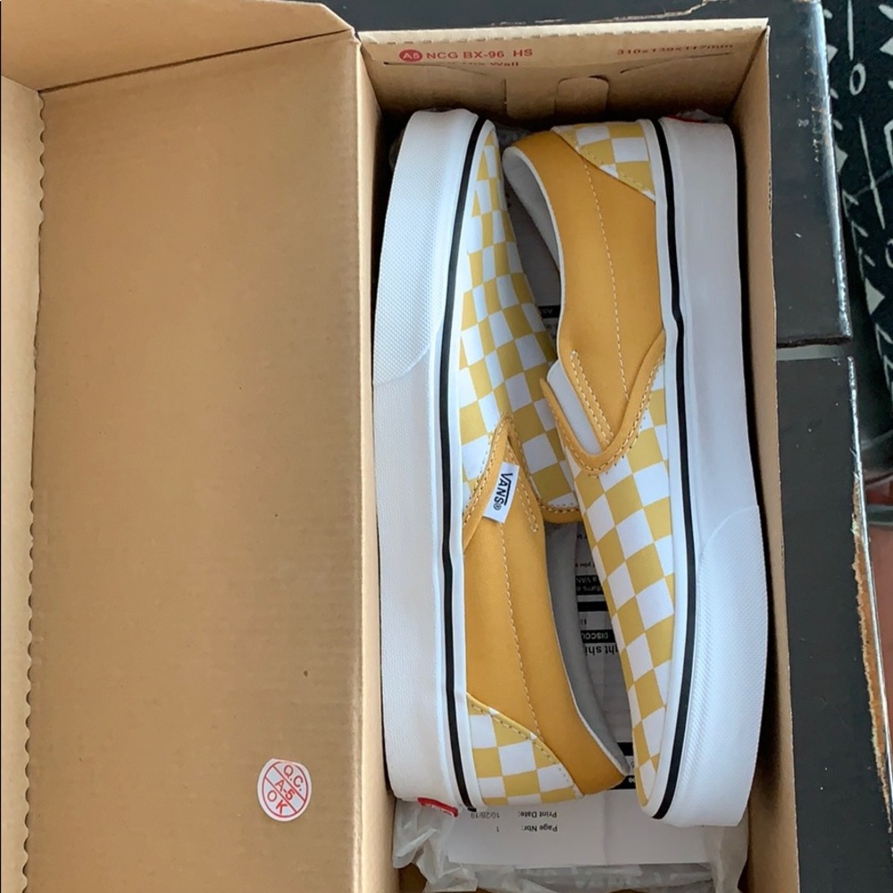 Yellow checkered Vans